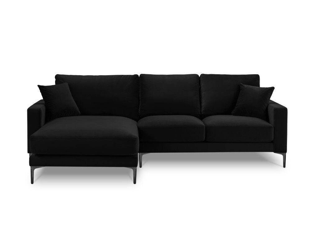 Vasakpoolne nurgadiivan velvet sofa Venus, 4 istekohta, must цена и информация | Nurgadiivanid ja nurgadiivanvoodid | hansapost.ee