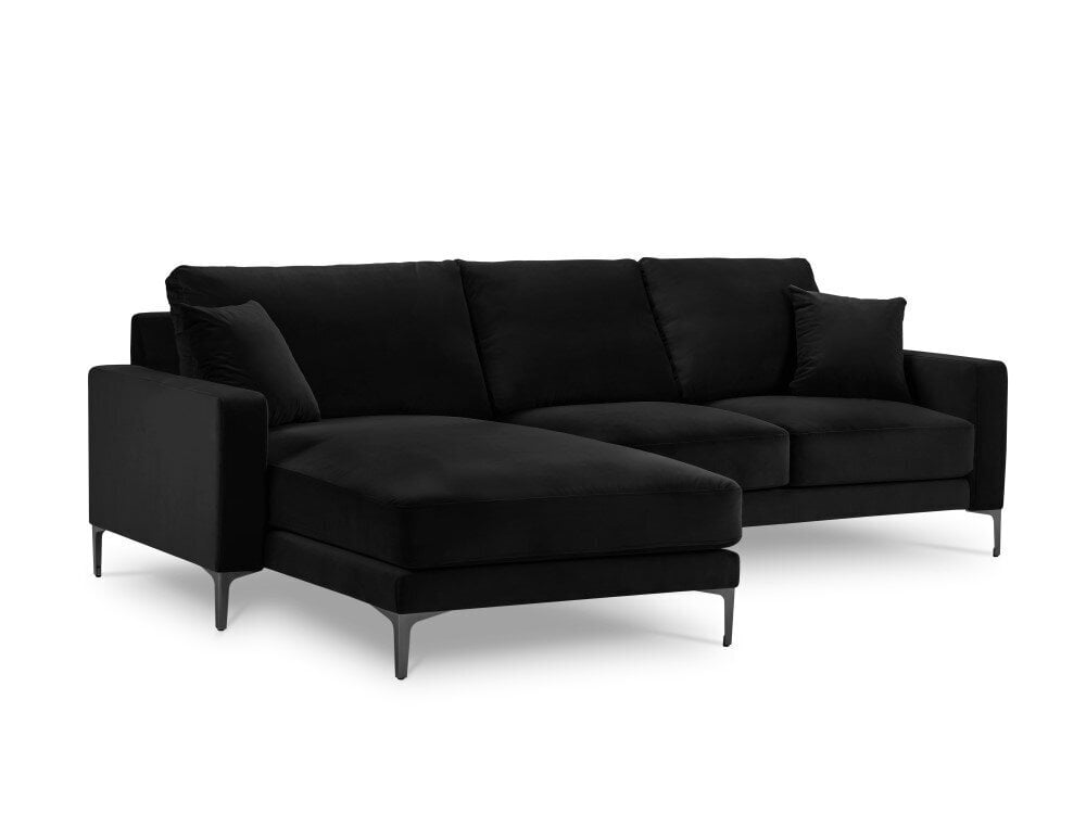 Vasakpoolne nurgadiivan velvet sofa Venus, 4 istekohta, must цена и информация | Nurgadiivanid ja nurgadiivanvoodid | hansapost.ee