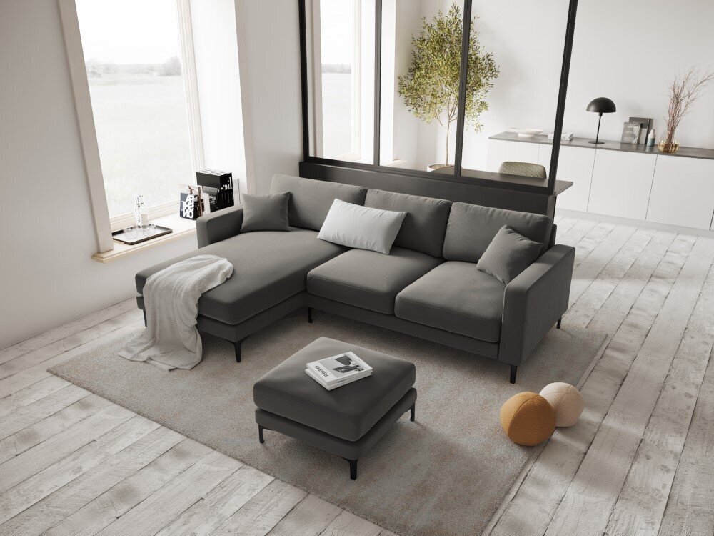 Vasakpoolne nurgadiivan velvet sofa Venus, 4 istekohta, helehall hind ja info | Nurgadiivanid ja nurgadiivanvoodid | hansapost.ee