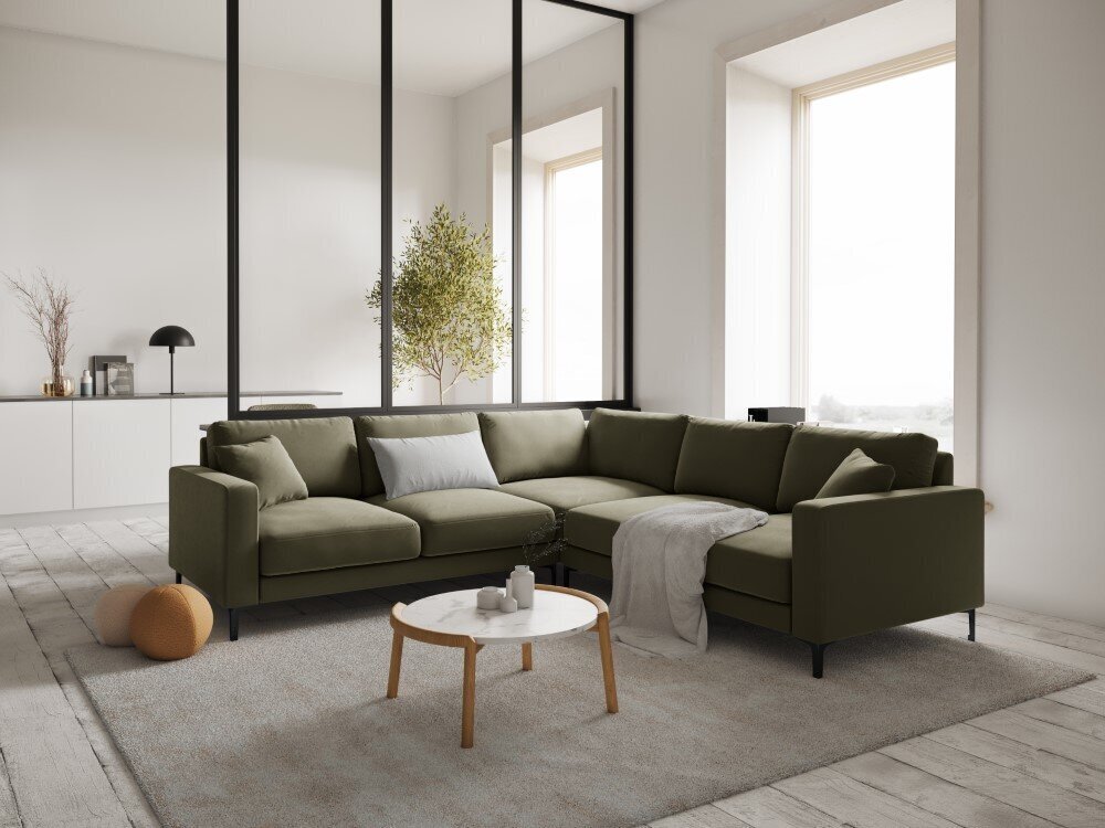 Sümmeetriline nurgadiivan velvet sofa Venus, 5 istekohta, roheline hind ja info | Nurgadiivanid ja nurgadiivanvoodid | hansapost.ee