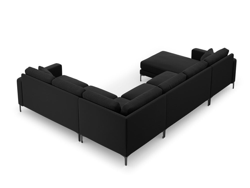 Panoraam parempoolne nurgadiivan velvet sofa Venus, 6 istekohta, must hind ja info | Nurgadiivanid ja nurgadiivanvoodid | hansapost.ee