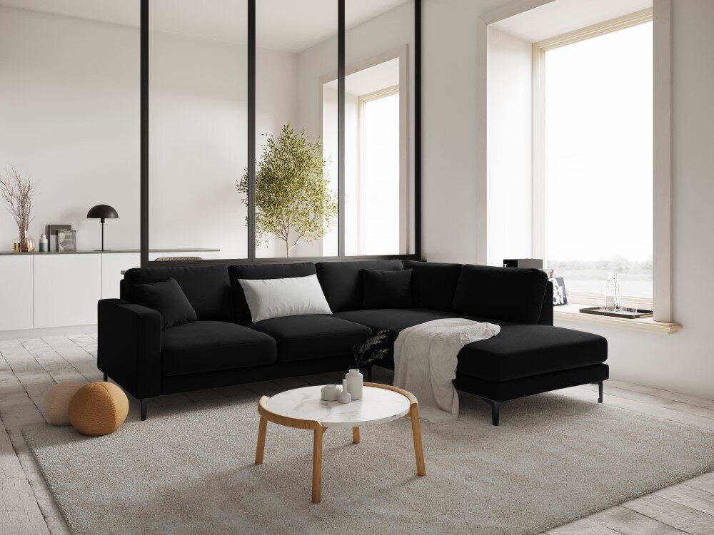 Parempoolne nurgadiivan velvet sofa Venus, 5 istekohta, must hind ja info | Nurgadiivanid ja nurgadiivanvoodid | hansapost.ee