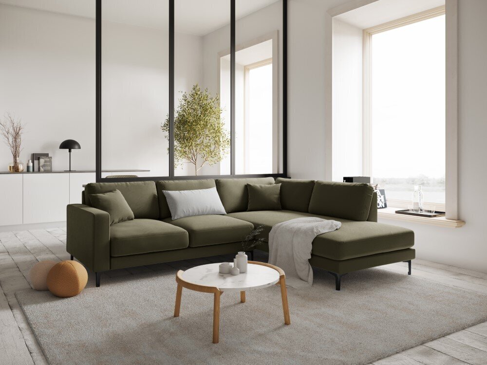 Parempoolne nurgadiivan velvet sofa Venus, 5 istekohta, roheline hind ja info | Nurgadiivanid ja nurgadiivanvoodid | hansapost.ee