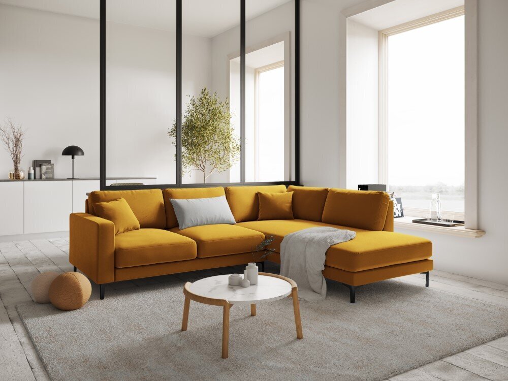 Parempoolne nurgadiivan velvet sofa Venus, 5 istekohta, kollane hind ja info | Nurgadiivanid ja nurgadiivanvoodid | hansapost.ee