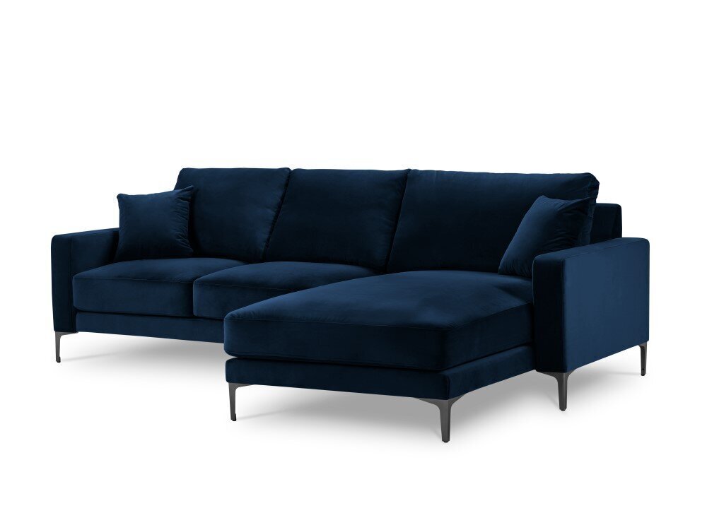 Parempoolne nurgadiivan velvet sofa Venus, 4 istekohta, tumesinine hind ja info | Nurgadiivanid ja nurgadiivanvoodid | hansapost.ee