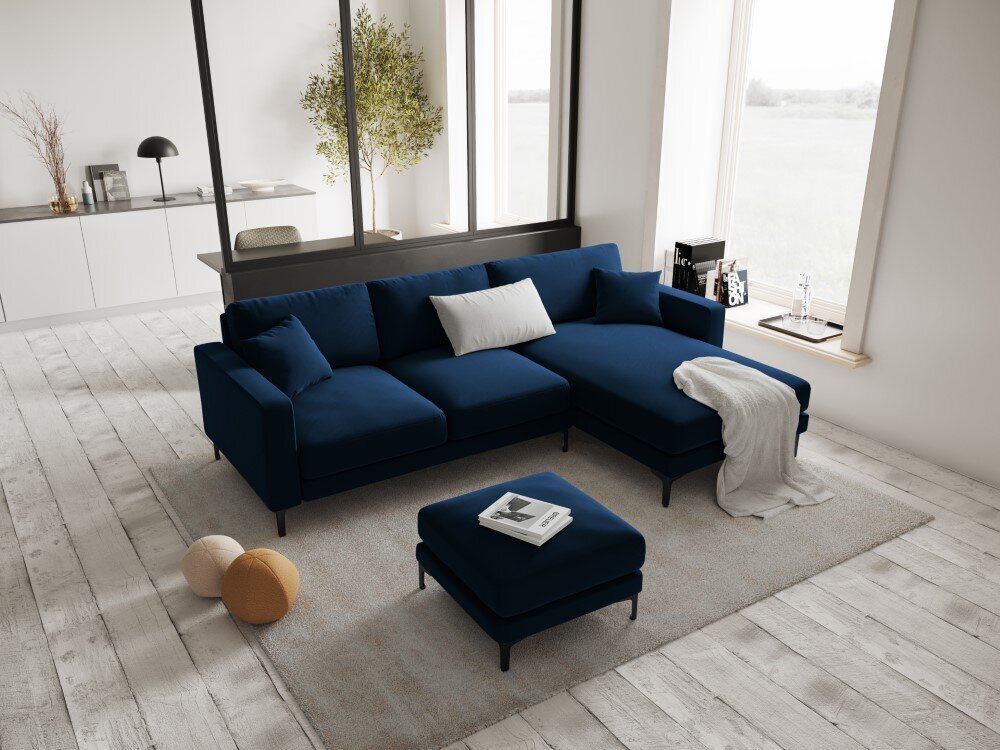 Parempoolne nurgadiivan velvet sofa Venus, 4 istekohta, tumesinine hind ja info | Nurgadiivanid ja nurgadiivanvoodid | hansapost.ee