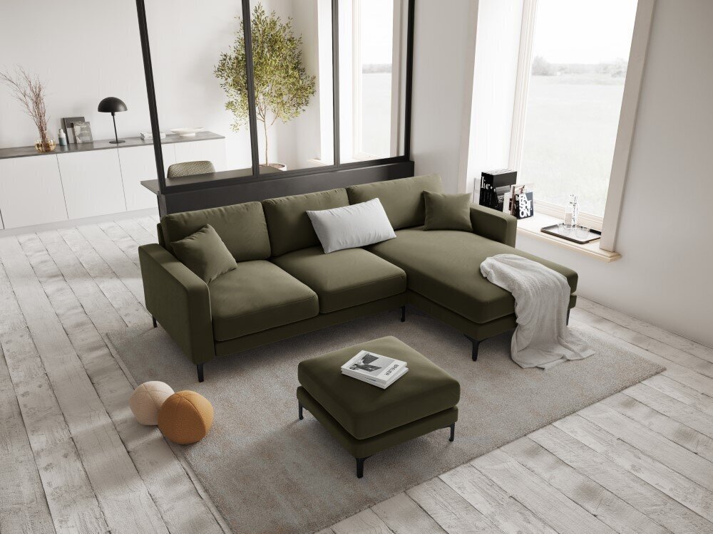 Parempoolne nurgadiivan velvet sofa Venus, 4 istekohta, roheline hind ja info | Nurgadiivanid ja nurgadiivanvoodid | hansapost.ee