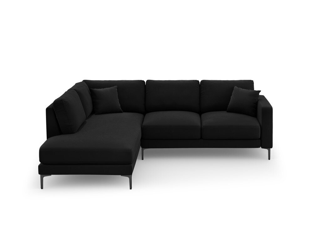 Vasakpoolne nurgadiivan velvet sofa Venus, 5 istekohta, must цена и информация | Nurgadiivanid ja nurgadiivanvoodid | hansapost.ee