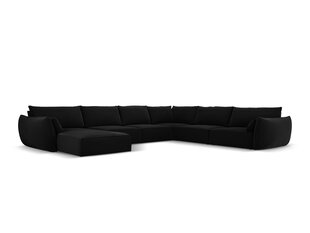 Панорамный правый угловой velvet диван Vanda, 8 мест, черный цвет цена и информация | Угловые диваны | hansapost.ee