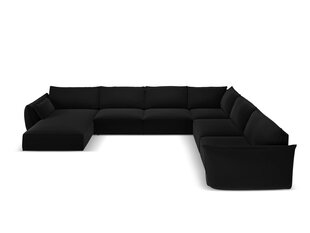 Panoraam parempoolne nurgadiivan velvet sofa Vanda, 8 istekohta, must цена и информация | Угловые диваны | hansapost.ee