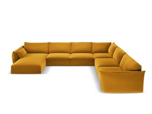 Panoraam parempoolne nurgadiivan velvet sofa Vanda, 8 istekohta, kollane (sinep) цена и информация | Угловые диваны | hansapost.ee