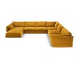 Panoraam parempoolne nurgadiivan velvet sofa Vanda, 8 istekohta, kollane (sinep) hind ja info | Nurgadiivanid ja nurgadiivanvoodid | hansapost.ee
