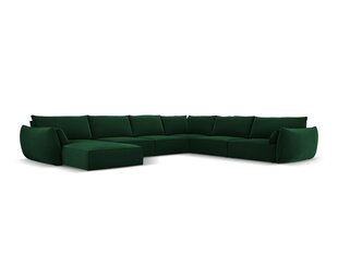 Panoraam parempoolne nurgadiivan velvet sofa Vanda, 8 istekohta, pudeliroheline v. hind ja info | Nurgadiivanid ja nurgadiivanvoodid | hansapost.ee