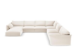 Panoraam parempoolne nurgadiivan velvet sofa Vanda, 8 istekohta, helebeež v. цена и информация | Угловые диваны | hansapost.ee