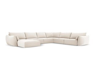 Panoraam parempoolne nurgadiivan velvet sofa Vanda, 8 istekohta, helebeež v. цена и информация | Угловые диваны | hansapost.ee