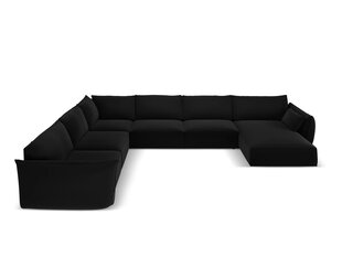 Panoraam vasakpoolne nurgadiivan velvet sofa Vanda, 8 istekohta, must hind ja info | Nurgadiivanid ja nurgadiivanvoodid | hansapost.ee