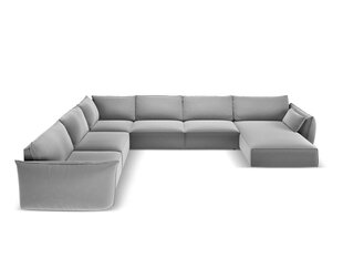 Панорамный левый угловой velvet диван Vanda, 8 мест, серый цвет цена и информация | Угловые диваны | hansapost.ee