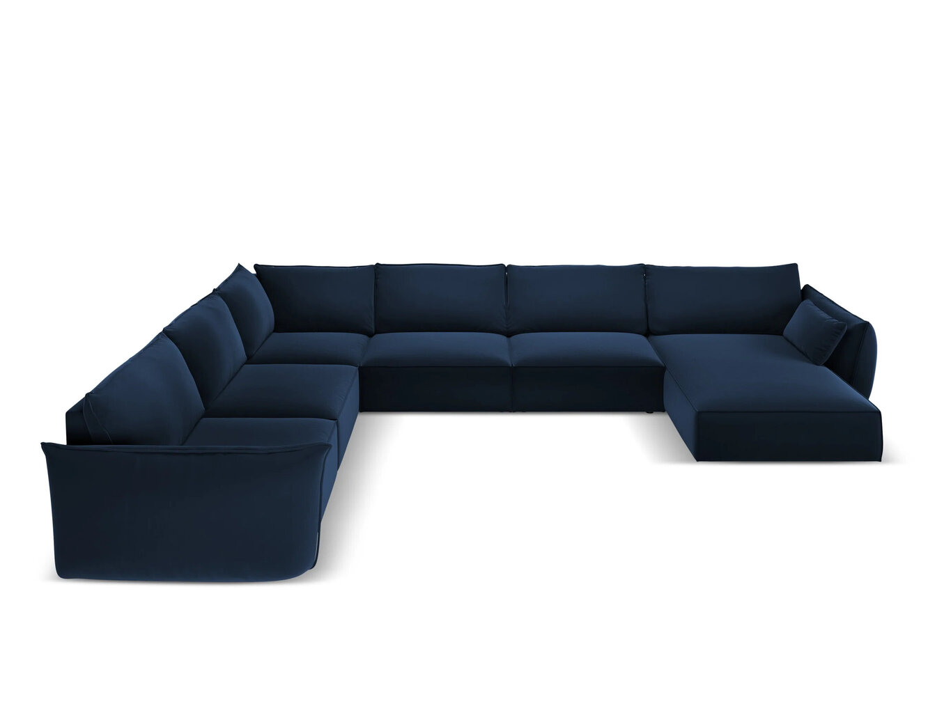 Panoraam vasakpoolne nurgadiivan velvet sofa Vanda, 8 istekohta, tumesinine hind ja info | Nurgadiivanid ja nurgadiivanvoodid | hansapost.ee