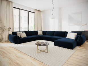 Панорамный левый угловой velvet диван Vanda, 8 мест, темно-синий цвет цена и информация | Угловые диваны | hansapost.ee