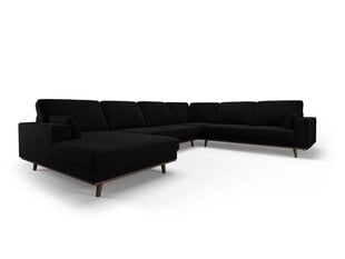 Панорамный правый угловой velvet диван Hebe, 6 мест, черный цвет цена и информация | Угловые диваны | hansapost.ee