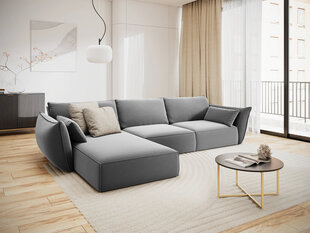Левый угловой velvet диван Vanda, 4 места, серый цвет цена и информация | Угловые диваны | hansapost.ee