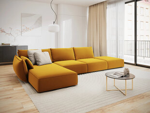 Левый угловой velvet диван Vanda, 5 мест, желтый цвет цена и информация | Угловые диваны | hansapost.ee
