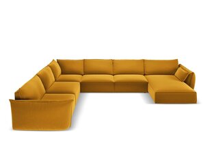 Panoraam vasakpoolne nurgadiivan velvet sofa Vanda, 8 istekohta, kollane (sinep) hind ja info | Nurgadiivanid ja nurgadiivanvoodid | hansapost.ee