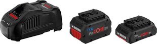 Akud + laadija Bosch GBA 18 V / 4.0 Ah ProCore 18 V + 5.5 Ah ProCore 18 V + GAL 1880 CV цена и информация | Дрели и шуруповёрты | hansapost.ee