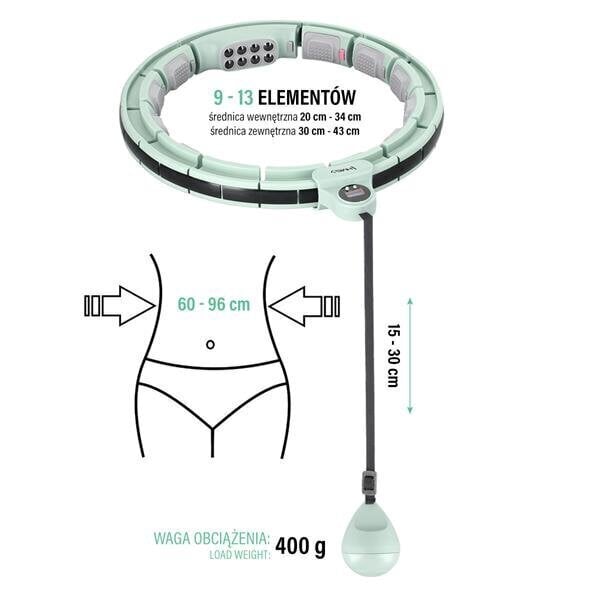 Magnetrõngas HMS Hula Hoop HHM13 raskuse ja vööga BR163, roheline hind ja info | Hularõngad | hansapost.ee