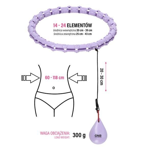 Võimlemisrõngas raskusega One fitness OHA02, lilla цена и информация | Hularõngad | hansapost.ee