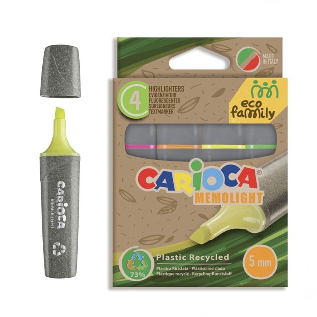 Tekstimarkerid Carioca Ecofamily Memolight, 4 tk. цена и информация | Kirjatarvikud | hansapost.ee