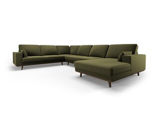 Панорамный левый угловой velvet диван Hebe, 6 мест, зеленый цвет цена и информация | Угловые диваны | hansapost.ee