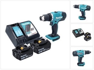 Аккумуляторная дрель Makita DDF 453 RT цена и информация | Дрели и шуруповёрты | hansapost.ee