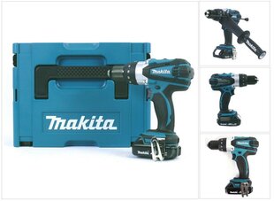 Аккумуляторный шуруповерт Makita DHP 458 Y1J цена и информация | Дрели и шуруповёрты | hansapost.ee