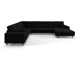 Панорамный левый угловой velvet диван Hebe, 6 мест, черный цвет цена и информация | Угловые диваны | hansapost.ee
