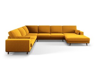Панорамный левый угловой velvet диван Hebe, 6 мест, желтый цвет цена и информация | Угловые диваны | hansapost.ee