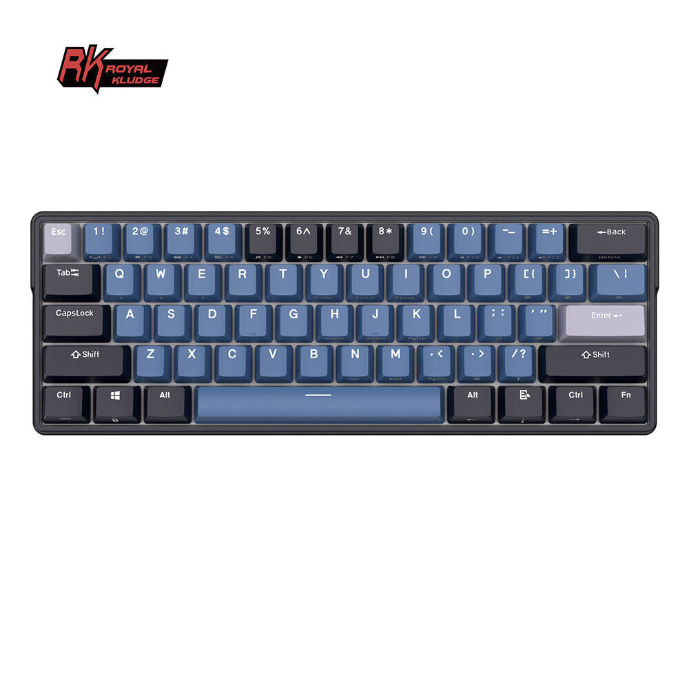 Klaviatuur Royal Kludge RK61 Plus TKL, 60%, Hot-swap, Blue Switches, US, Must/Sinine hind ja info | Klaviatuurid | hansapost.ee