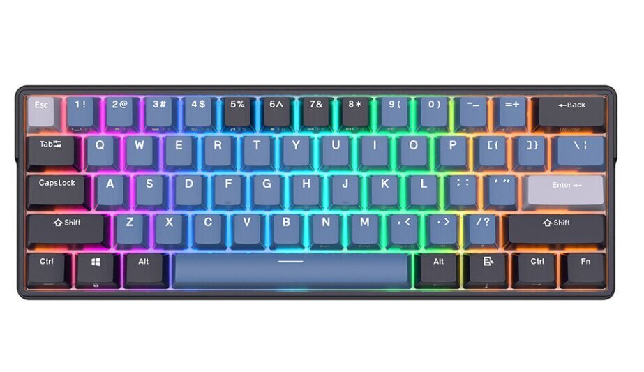 Klaviatuur Royal Kludge RK61 Plus TKL, 60%, Hot-swap, Blue Switches, US, Must/Sinine hind ja info | Klaviatuurid | hansapost.ee