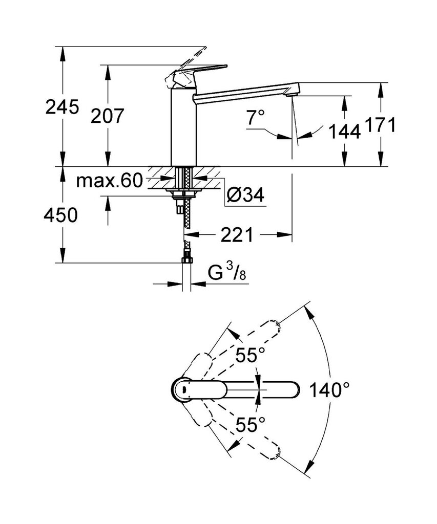 Köögisegisti Grohe Eurosmart Cosmopolitan, 30193000 hind ja info | Vannitoa segistid | hansapost.ee