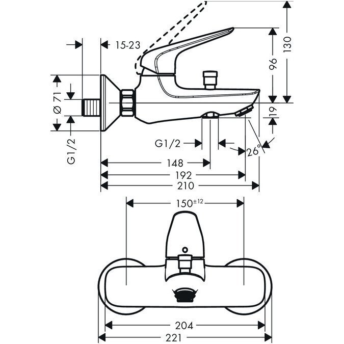 Vannisegisti Hansgrohe Novus, 71040000 hind ja info | Vannitoa segistid | hansapost.ee