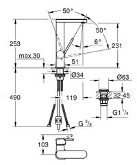 Grohe Plus однорычажный смеситель для раковины, размер L и выдвижной излив 23844003 цена и информация | Смесители | hansapost.ee