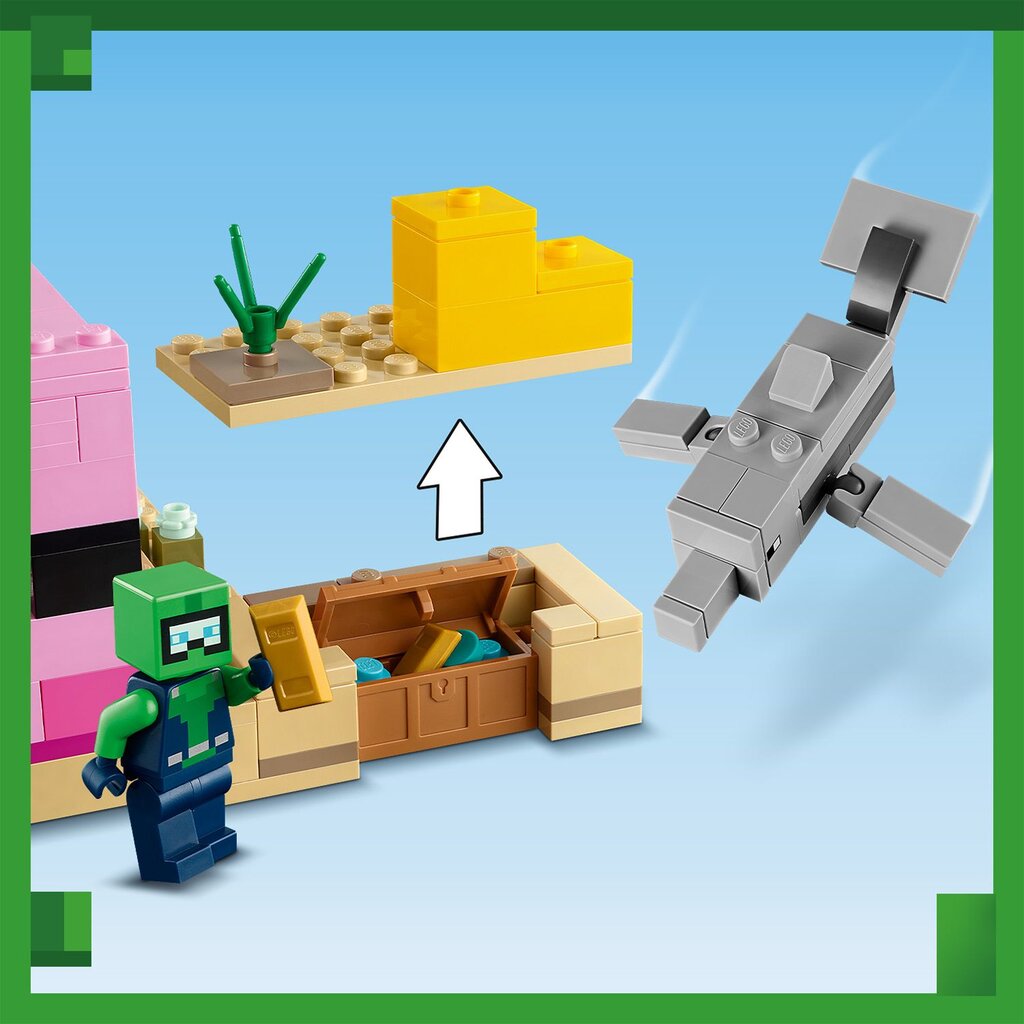 21247 LEGO® Minecrafti Axolotli maja hind ja info | Klotsid ja konstruktorid | hansapost.ee