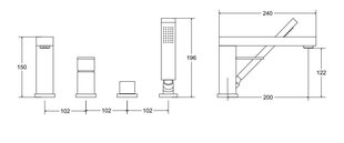 Смеситель для ванной из 4 частей Besco Modern / Varium, Chrome цена и информация | Смесители | hansapost.ee