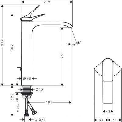 Valamusegisti push-open Hansgrohe Vivenis 250, kroom, 75040000 цена и информация | Vannitoa segistid | hansapost.ee