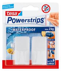 Tesa крючки PowerStrips Waterproof Wave, белые 2 шт. цена и информация | Аксессуары для ванной комнаты | hansapost.ee