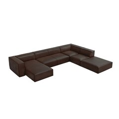 Шестиместный кожаный правосторонний диван Agawa, 365x270x68 см, темно-коричневый цена и информация | Угловые диваны | hansapost.ee
