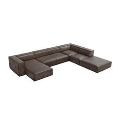 Kuuekohaline nahast parempoolne diivan Agawa, 365x270x68 cm, tumepruuni värvi price and information | Corner sofas and corner sofa beds | hansapost.ee