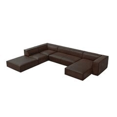 Kuuekohaline nahast nurgadiivan Agawa, 365x270x68 cm, tumepruuni värvi price and information | Corner sofas and corner sofa beds | hansapost.ee