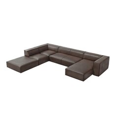 Шестиместный кожаный угловой диван Agawa, 365x270x68 см, коричневый цена и информация | Угловые диваны | hansapost.ee