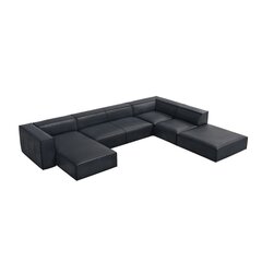 Kuuekohaline nahast parempoolne diivan Agawa, 365x270x68 cm, tumesinine price and information | Corner sofas and corner sofa beds | hansapost.ee